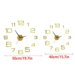 horloge murale 3D lumineuse verte rouge dorée moderne adhésive 50cm 40cm numéros blancs