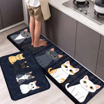 tapis sol antidérapant moderne chatons motifs géométriques noir blanc gris orange