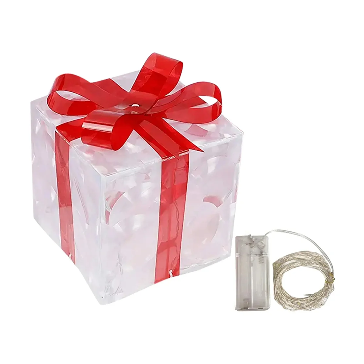 décoration noël boîte cadeau lumineuse pvc transparente rouge satin classiqueextérieur festive chambre maison