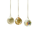 décoration extérieure boule cristal transparente dorée chaîne métallique cloche verre facettée moderne atrape soleil