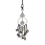 porte clés vintage pentagramme clé antique clochettes boho chic ornement métallique doré chaîne noire