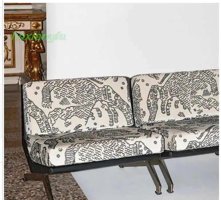 canapé moderne or noir imprimé abstrait coussins matériaux bricolage tissu doux salon