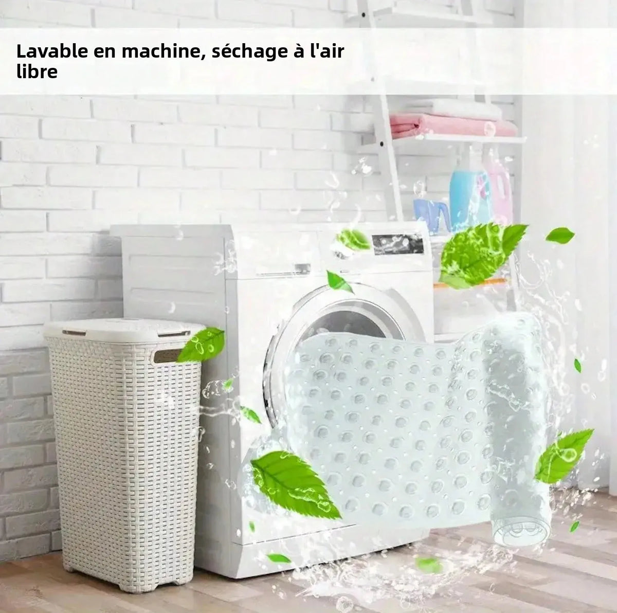 tapis bain moderne transparent perforations ventouses antidérapant doux salle bain