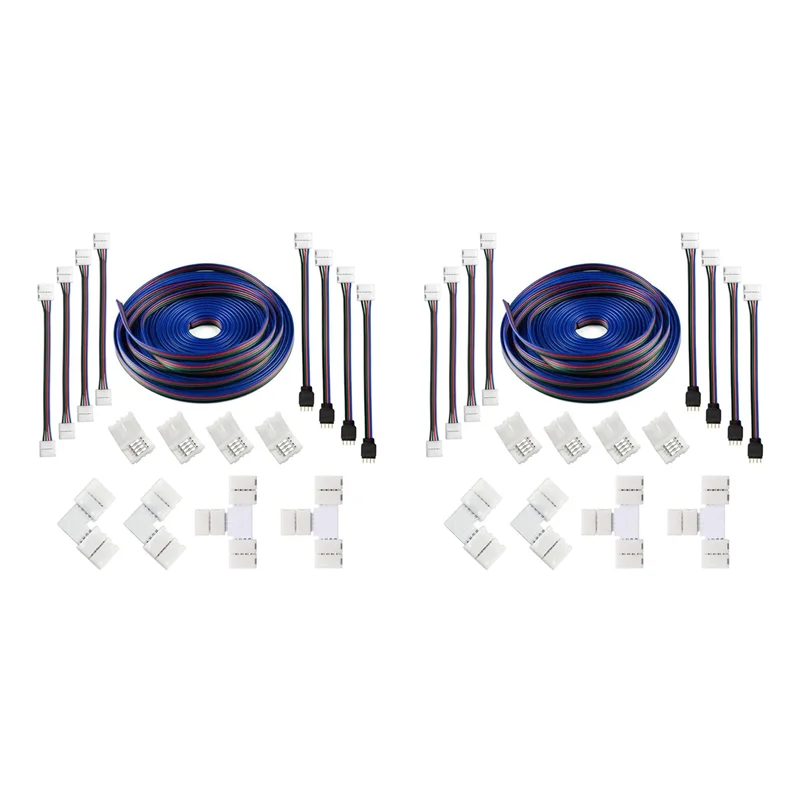 câbles led kit connecteurs blanc noir bleu 24v modernes pratiques 10 câbles 20 connecteurs