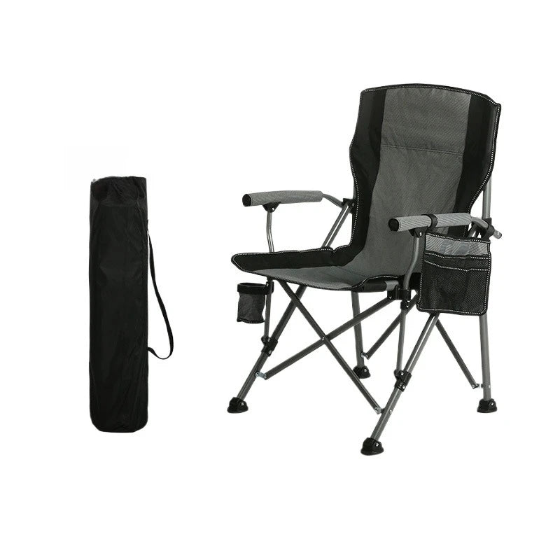 chaise pliante camping extérieur portable robuste tissu oxford noir gris