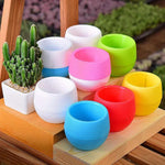 cache pots succulentes couleurs mixtes rayures horizontales moderne minimaliste plastique variété tons vibrant