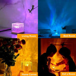 veilleuse lampe table transparente jaune relief vagues moderne télécommande echangement couleur led décoration chambre