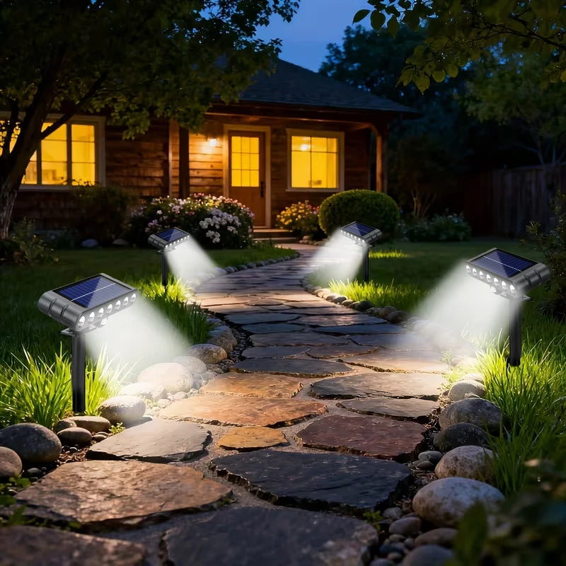 projecteurs solaires led modernes noir ip65 3pcs warm white lumière jardinextérieur abs tringle