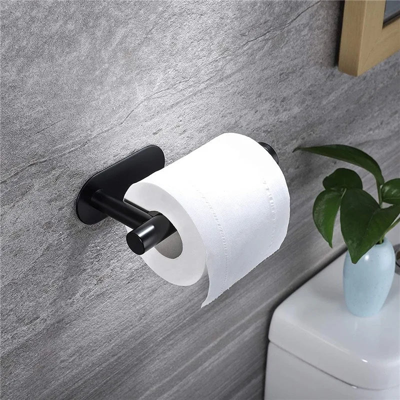 porte rouleau papier toilette noir mat adhésif moderne minimaliste surface mate 10cm largeur 8cm
