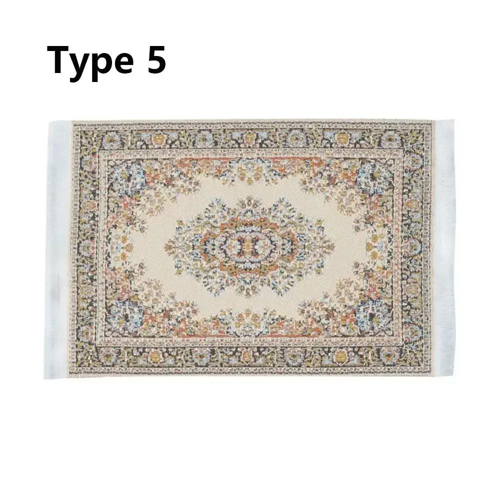 tapis rectangulaire traditionnel motif floral bordure frisée adhésif opacité rétro textiles vintage