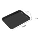 plateau service rectangulaire noir texturé bord arrondi moderne respectueux environnement utilisation diverses tailles