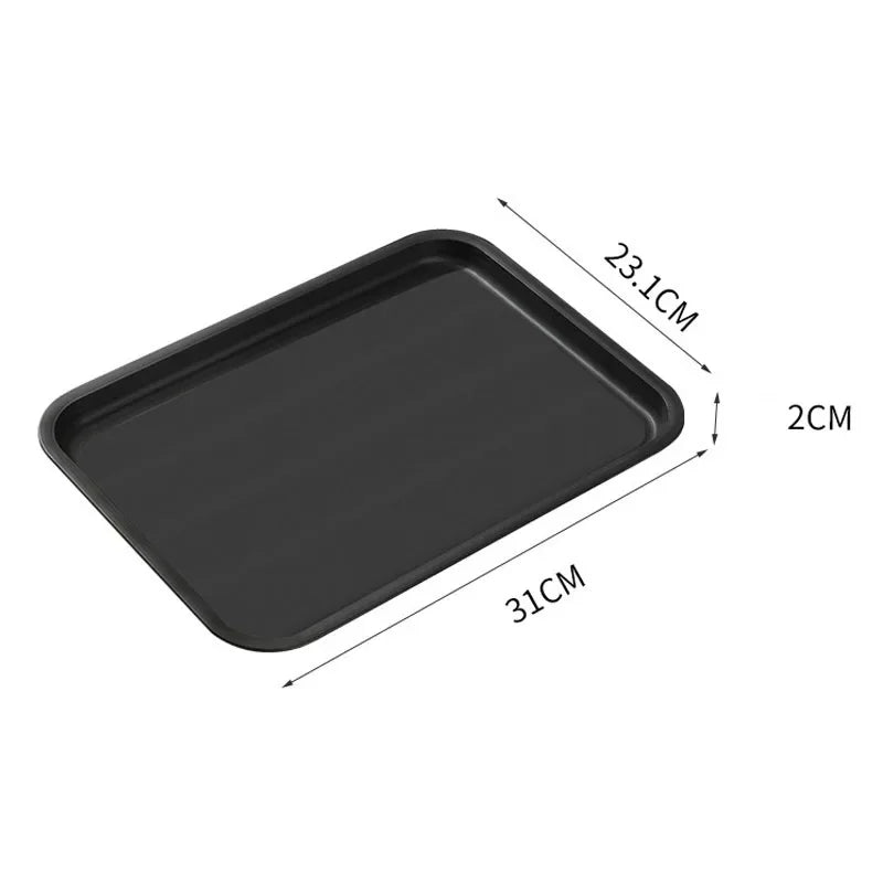 plateau service rectangulaire noir texturé bord arrondi moderne respectueux environnement utilisation diverses tailles