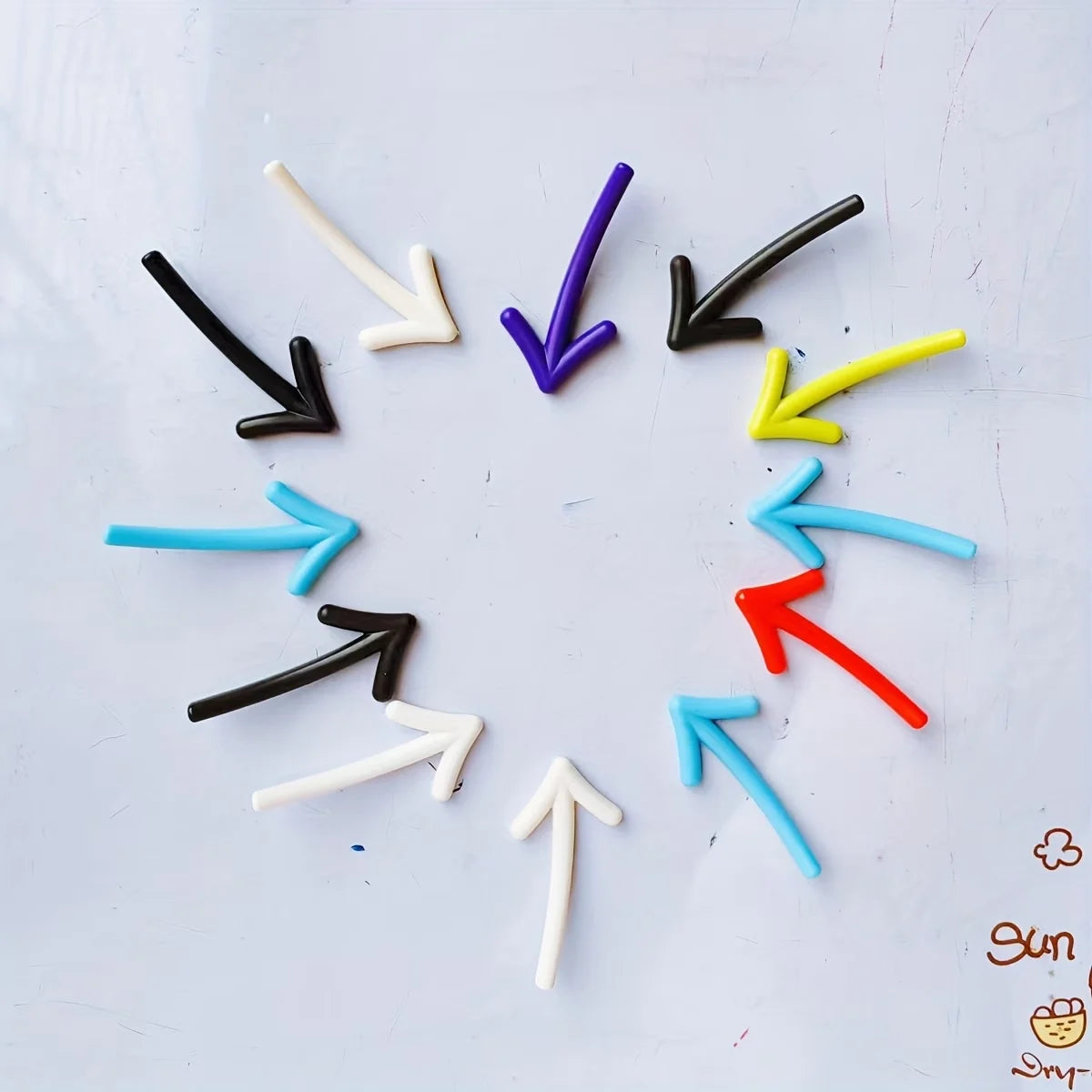 aimants 3d stéréoscopiques flèches violet noir blanc jaune bleu rouge moderne pièces déco