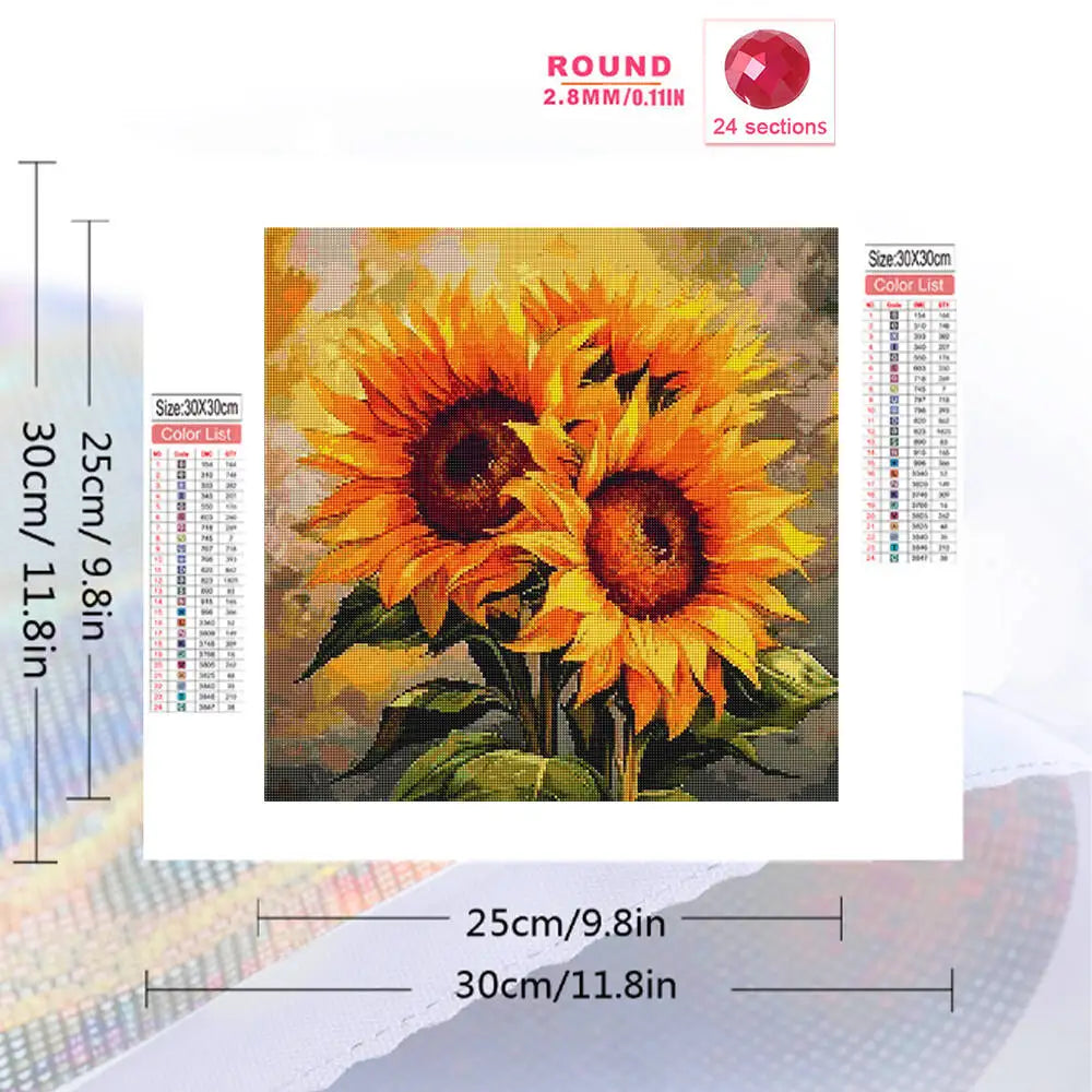 toile diamant fleurs tournesols roses papillon artisanal peinture acrylique instructions outils