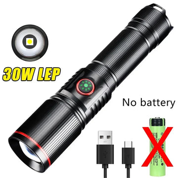 lampe torche rechargeable led laser réglable résistante choc 500mètres noire anneau rouge