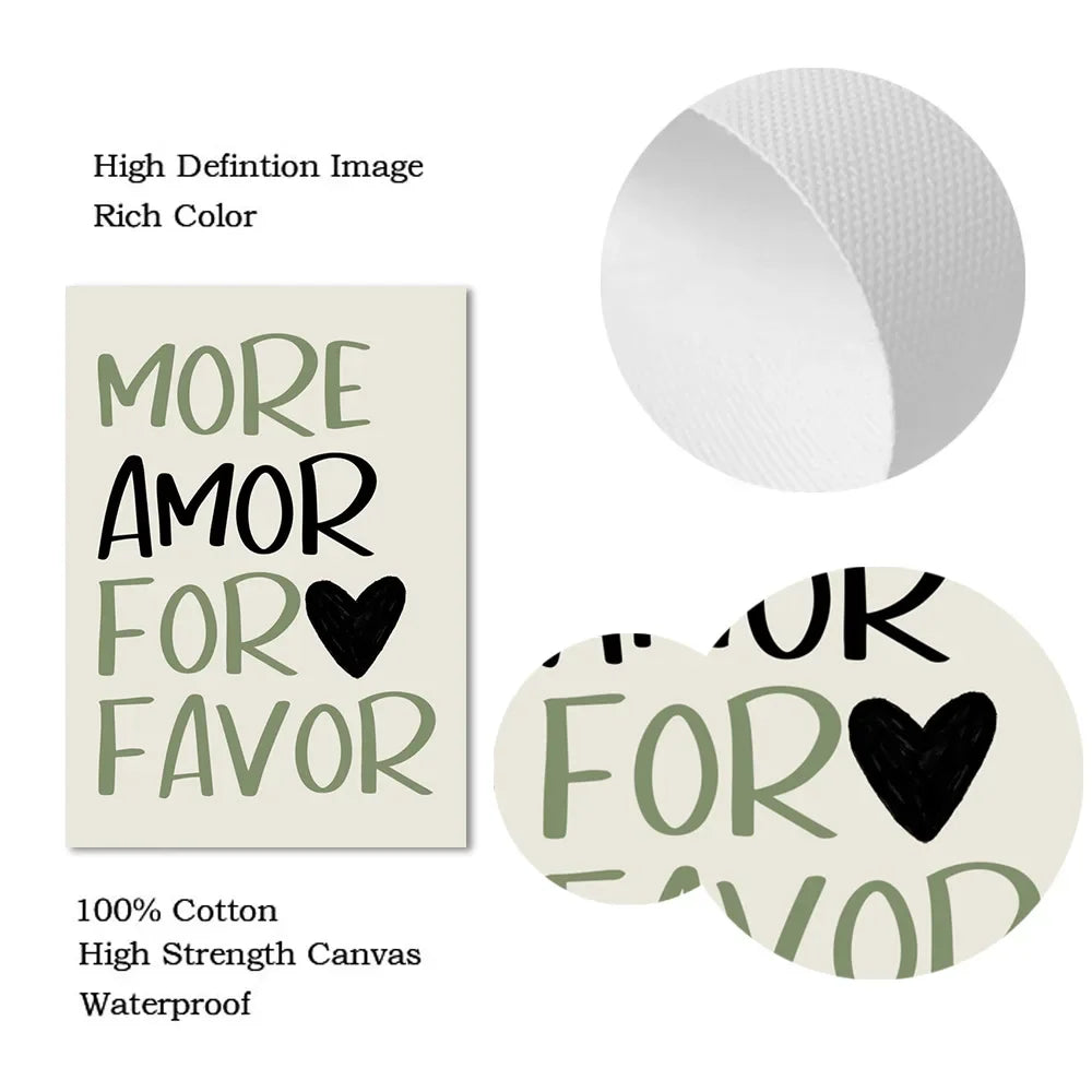 affiche moderne citation amour verte décoration murale toile sans cadre print abstract