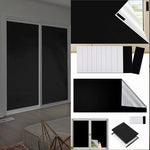 rideau occultant noir argent adhésif fenetre balcon isolation thermique moderne polyester 145cm 200cm