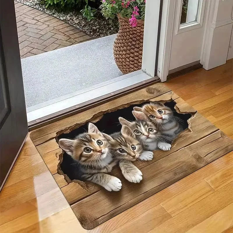 tapis sol moderne imprimé chats multicolore résistant antidérapant mousse velours adhésif 30x50cm 40x60cm 50x80cm