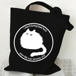 sac main femme toile chat cartoon noir blanc motifs animaux décontracté sans fermeture éclair