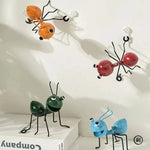 figurines insectes rouge vert bleu orange clips métal brillance artisanal jardin intérieur extérieur