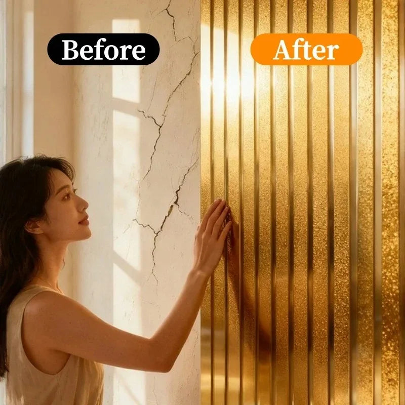 rideau décoratif moderne or rayures brillant adhésif élégant tissu rouleau chambre salon
