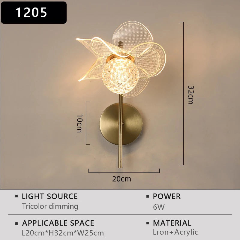lampe murale moderne or blanc translucide forme fleur éclairage cuisine salle manger