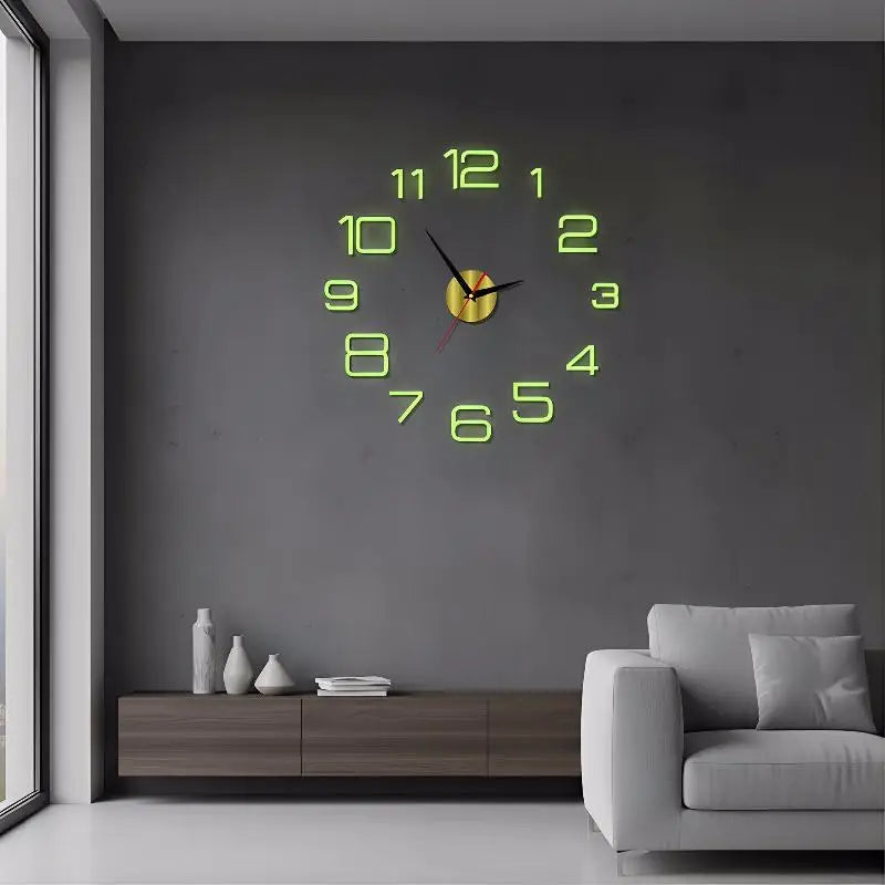 horloge murale moderne noir doré numéros blancs 40cm 50cm opaque sans cadre