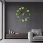 horloge murale moderne noir doré numéros blancs 40cm 50cm opaque sans cadre