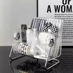 rangements transparent moderne compartiments stylos telephone livre rubans maquillage calendrier notes clavier
