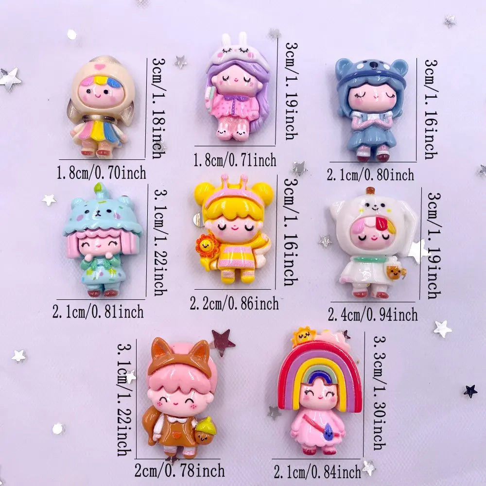 figurines animées colorées cartoon personnages accessoires coronnes chapeaux sacs ornement scrapbooking bricolage
