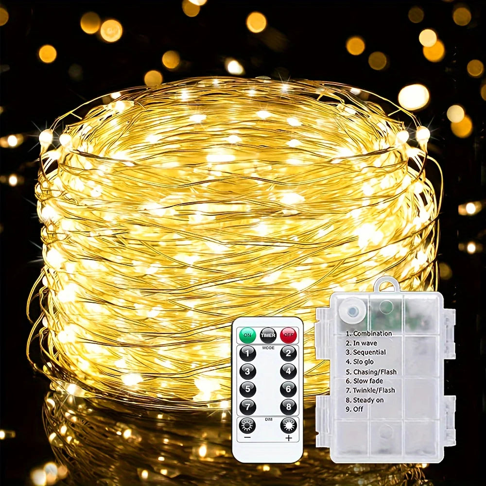 guirlande lumineuse dorées moderne 10m 100led télécommande ip67 20m 200led