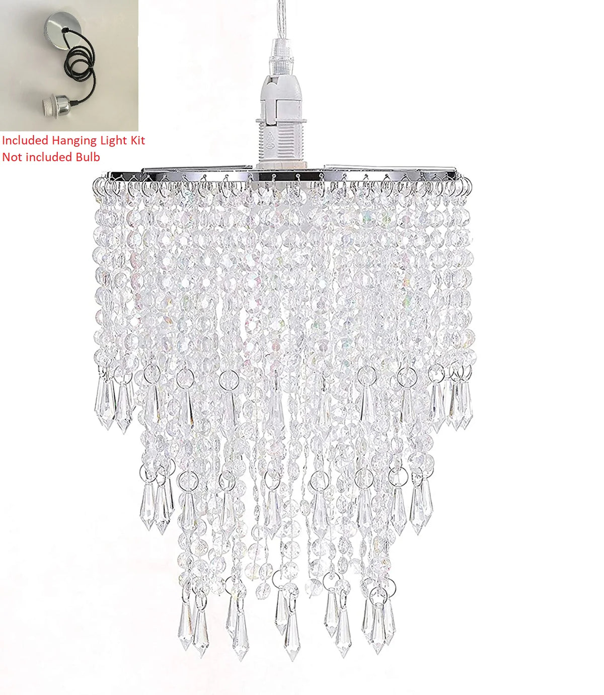 lampe suspendue abat jour cristal transparent classique tringle chambre salon mariage