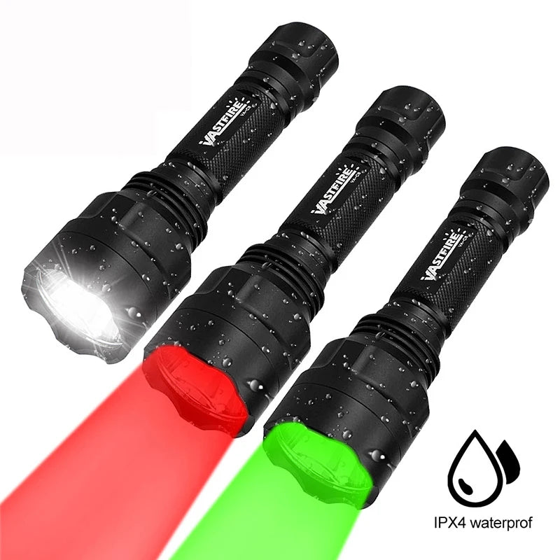lampe torche led rechargeable usb 350lm 5w blanc rouge vert anti choc camping