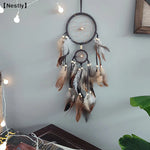 attrape rêves traditionnel plumes noir bleu beige marron gris decoration interieur artisanal