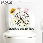 stickers decoratifs art floral fleurs tournesols dahlias feuillage multicolore moderne pvc opaque deco wc