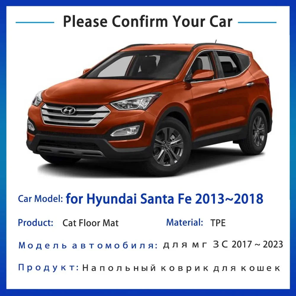 tapis sol noir rayures horizontales anti dirty waterproof moderne hyundai santa fe 2013 2014