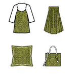 tissu bohème floral vert noir violet polyester texturé motifs végétaux robe jupe sac main