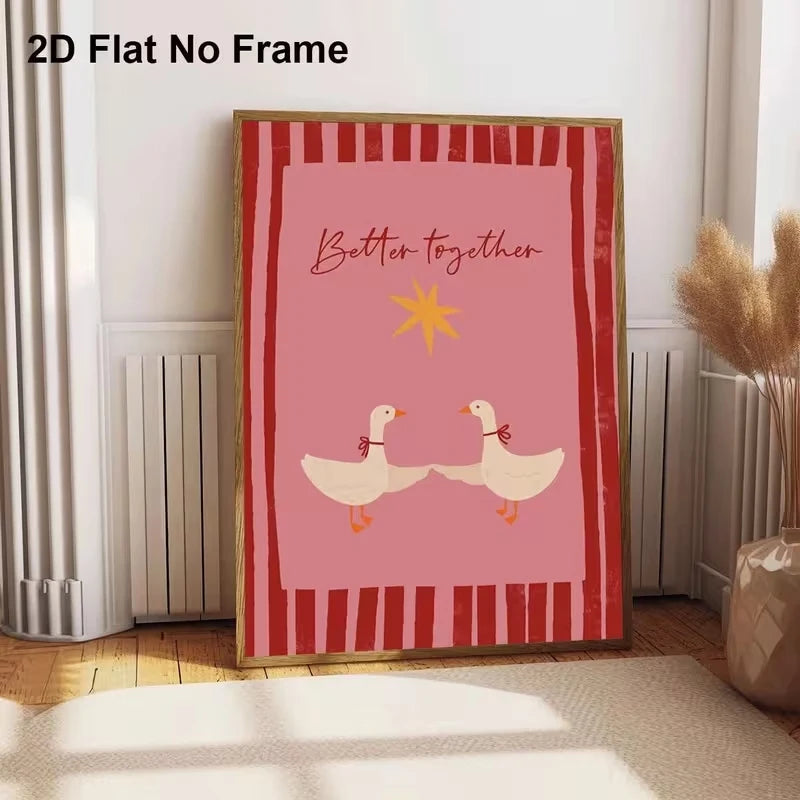 affiche moderne rose canards better together texte minimaliste chambre salon decoration