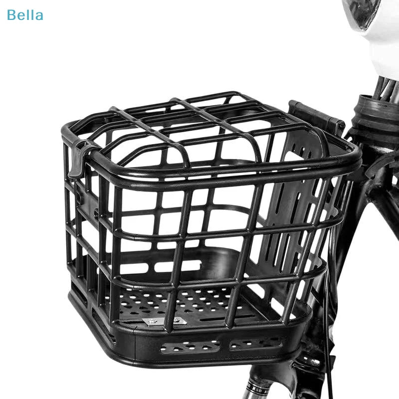 panier avant vélo électrique noir grille ouverte couvercle détachable rangement plastique utilitaire fonctionnel