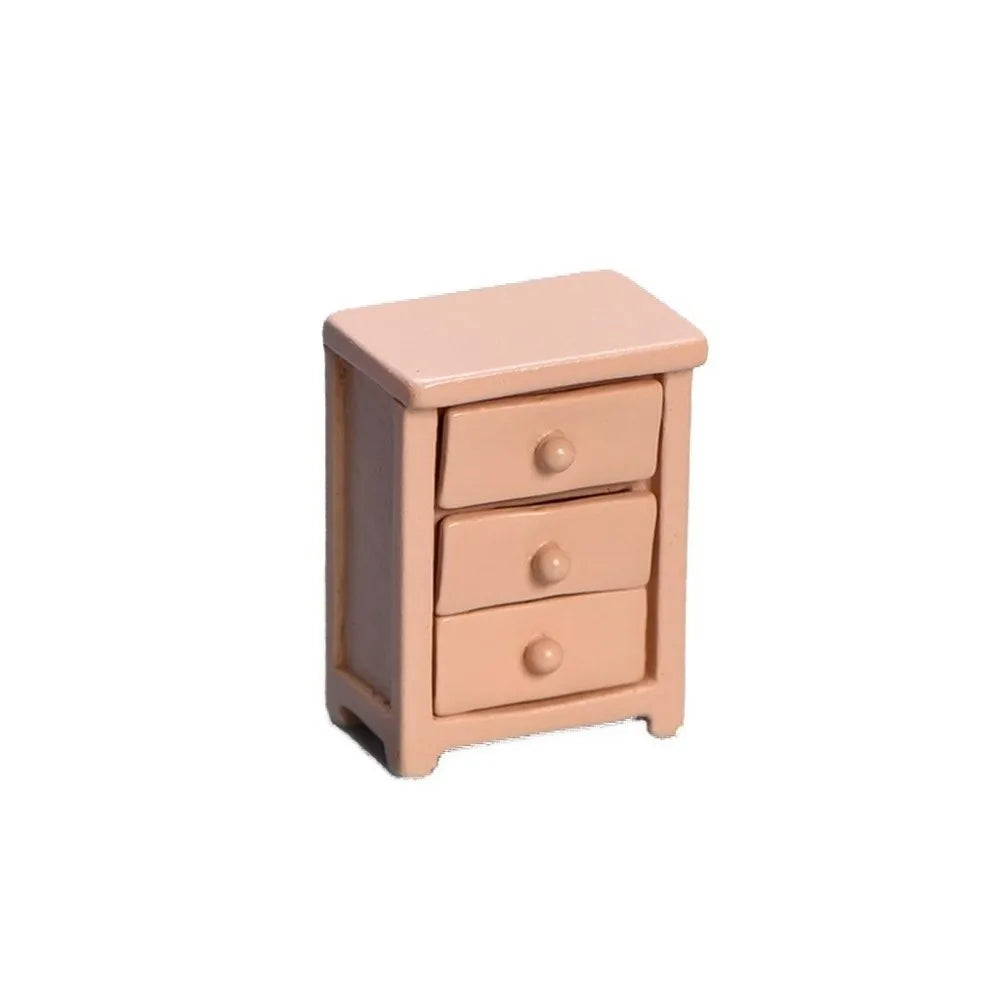 miniature meubles salon moderne fauteuils table basse commode décorations maison résine beige marron blanc