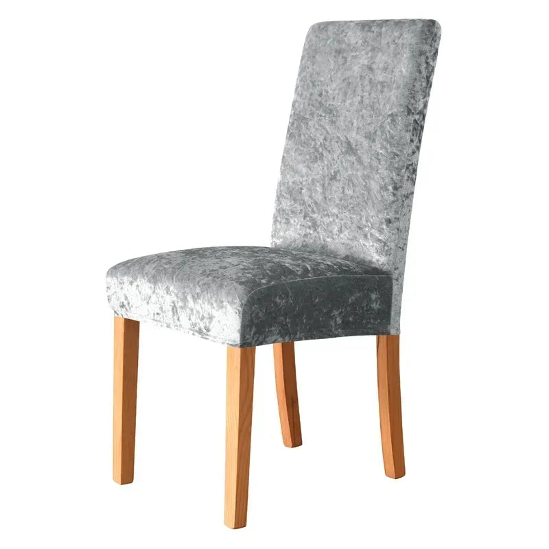 couverture chaise salle manger velours moderne beige clair antidérapante élasthanne polyester