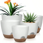 pots fleurs auto arrosants blanc brun minimaliste corde lisse opaques différentes tailles
