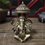 statue ganesha dorée résine ornements complexes décoration intérieure artisanale traditionnelle bouddhiste éléphant multiple bras