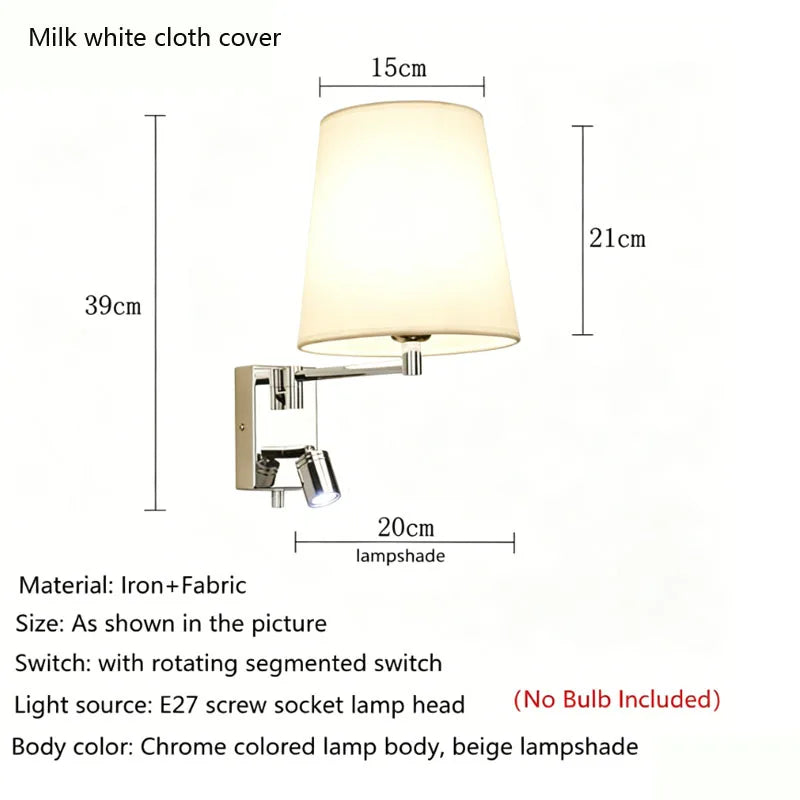lampe murale moderne bras articulé abatjour beige chrome cuisine chambre coucher entree salles manger