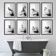 Tableau d'art mural animaux noir et blanc pour salle de bain et chambre - Déco moderne