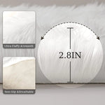 tapis rond blanc fourrure synthétique moderne antidérapant résistant décoloration intérieur maison porte sol