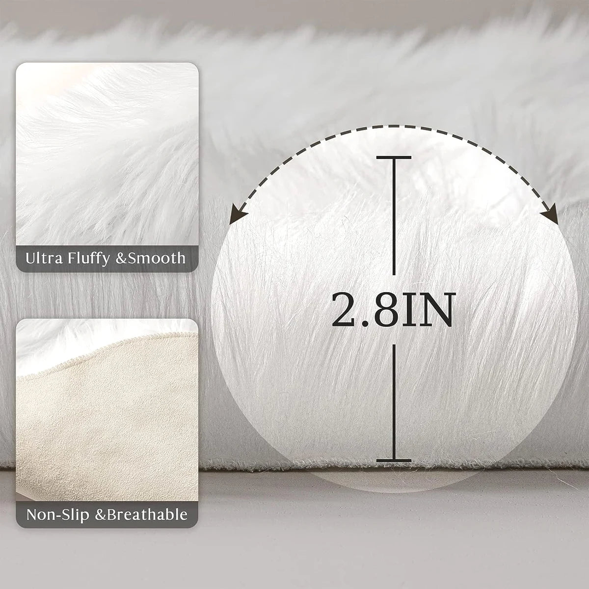 tapis rond blanc fourrure synthétique moderne antidérapant résistant décoloration intérieur maison porte sol