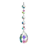 pendentif moderne multicolore facettes brillantes transparents anneaux métalliques chaîne élégants