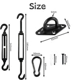 Détail des pièces du kit de fixation voile ombrage