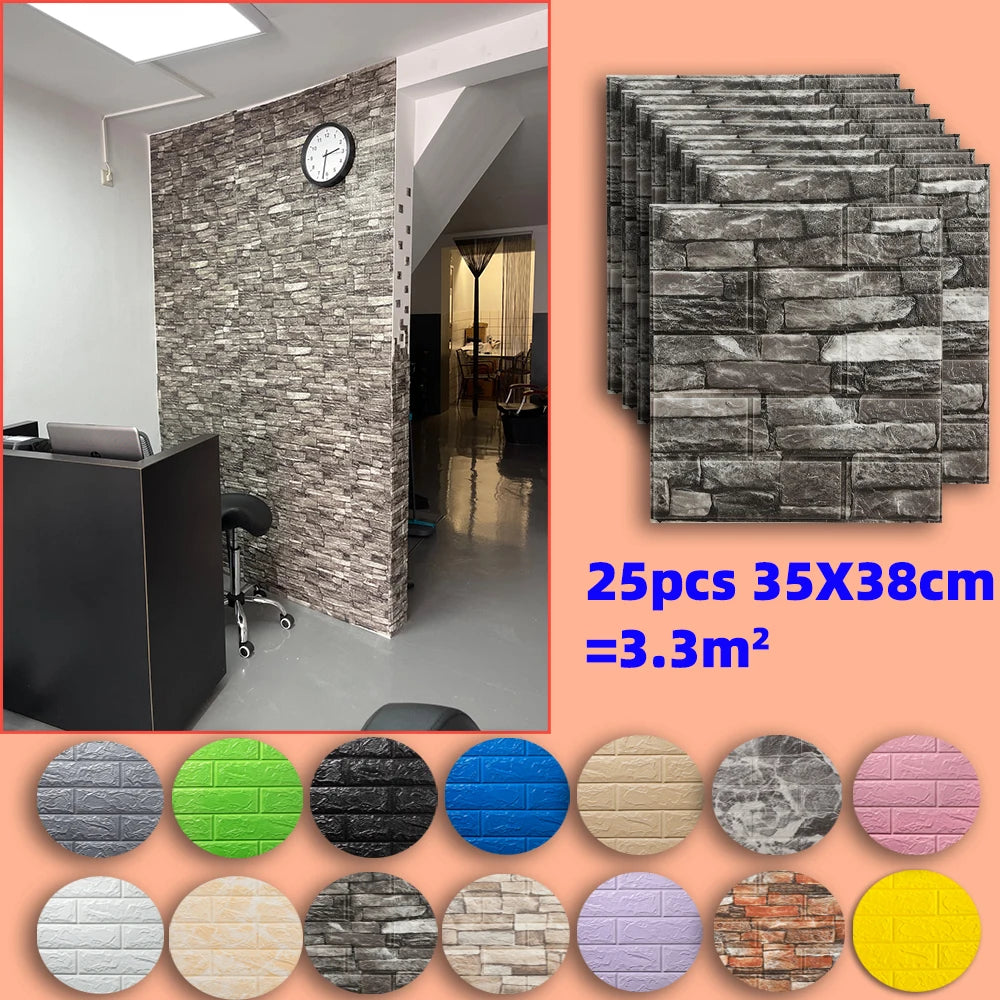 panneaux decoratifs murals adhésifs texture brique moderne gris beige bleu vert rose noir blanc